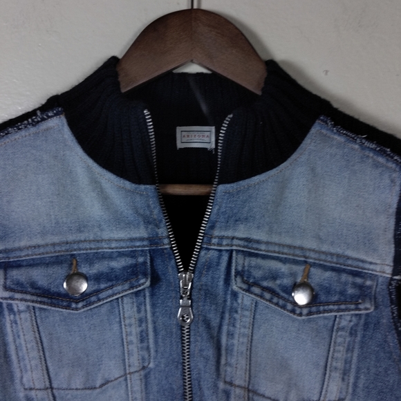 Arizona Jeans Black Sweater Denim Jacket - Picture 3 of 5